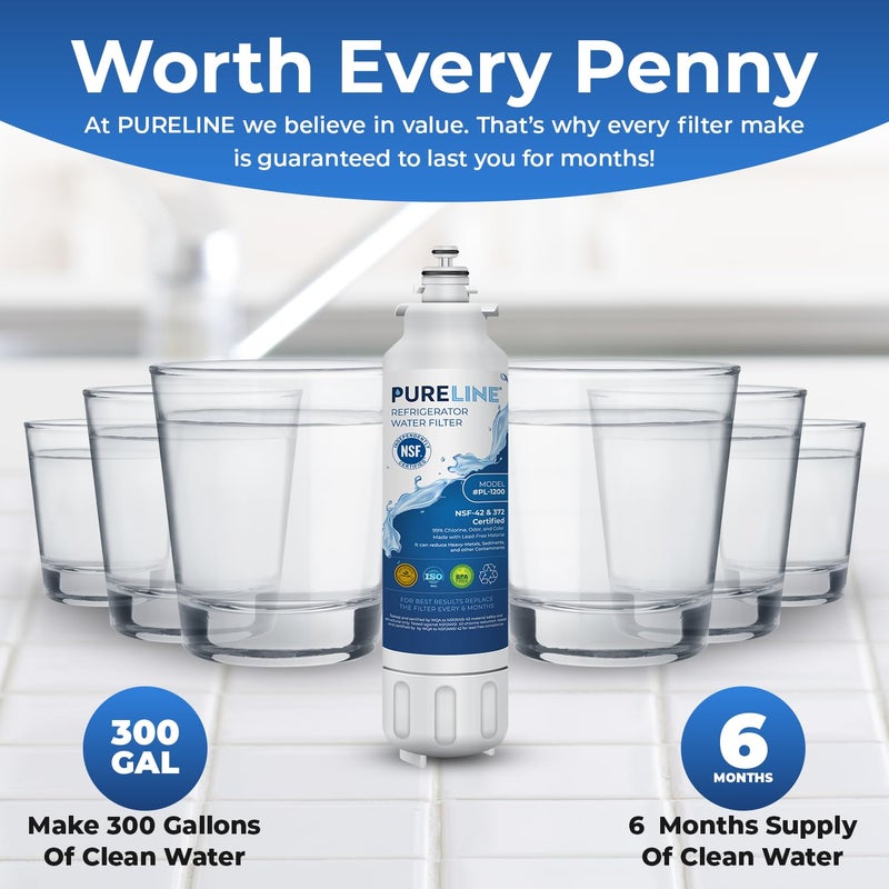 Pureline فلتر مياه الثلاجة Pureline LT800P بديل Kenmore 9490، Kenmoreclear 46-9490، LG LT800P، ADQ73613401، ADQ73613402، ADQ73613408، ADQ75795104، LSXS26326S، LMXC23746S، LMXC23746D (عبوة 3) - Image 5